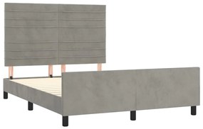Estrutura de cama sem colchão 140x200 cm veludo cinzento-claro