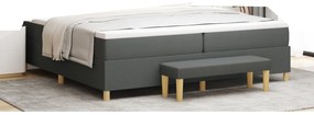 vidaXL Cama Box Spring com Colchão &amp; Banco Cinza Escuro 200x200 cm Tecido