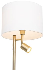 Candeeiro de chão bronze com abajur branco e candeeiro de leitura - Jelena Moderno