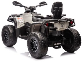 Moto 4 elétrica para crianças 12V Can Am Outlander 4x4 com controlo remoto, rodas Espuma EVA, assento couro Carga até 50Kg Cinzenta