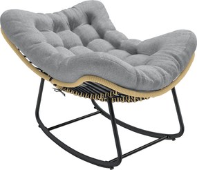 Outsunny Cadeira de Balanço em Rattan Espreguiçadeira de Jardim com almofada grossa, Balanço de jardim até 120 kg Indoor Outdoor 87 x 110 x 70 cm Cinza | Aosom Portugal