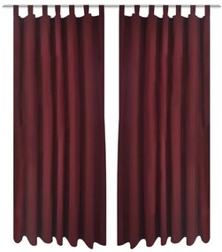 Cortinas de cetim com laços 2 pcs 140 x 245 cm bordô