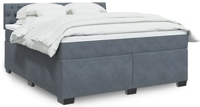 Cama com molas/colchão 180x200 cm veludo cinzento-escuro