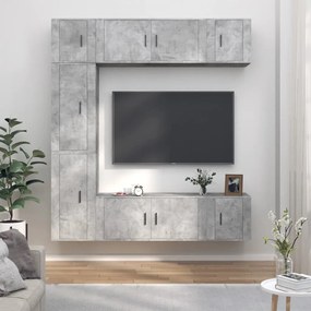 vidaXL Conjunto móveis de TV 7 pcs madeira processada cinzento cimento