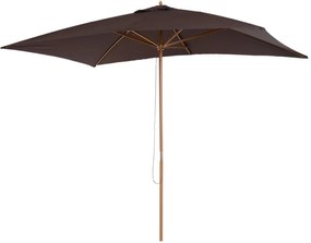 Outsunny Chapéu de Sol de Jardim com Sistema de Polia Teto Ventilado e Mastro de Madeira para Terraço Pátio Exterior 2,95x2x2,55m Café