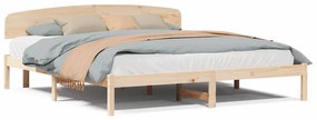 Estrado de Cama com Cabeceira 200x200 cm Madeira Maciça de Pinho