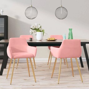 vidaXL Cadeiras de jantar 4 pcs veludo rosa