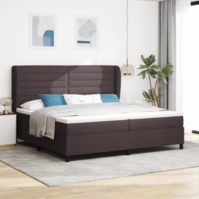 Cama Box Spring vidaXL com Colchão Marrom Escuro 200x200 cm Tecido