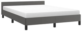 Estrutura cama c/ cabeceira sem colchão 140x190 cm cinzento