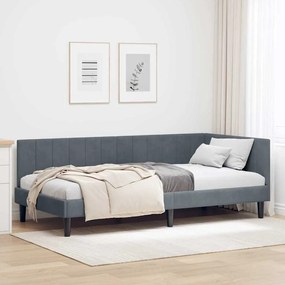 vidaXL Estrutura de Cama de Canto Cinza Escuro 100 cm x 200 cm Veludo
