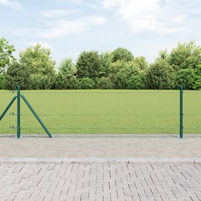 vidaXL Conjunto de Poste de Cerca Conjunto de 2 Verde Metal 10 x 0,5 m