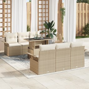 vidaXL Conjunto de Sofá de Jardim com Almofadas Bege em Rattan Sintético