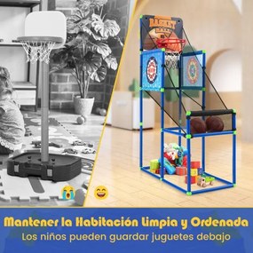 Jogo de basquetebol para crianças com marcador eletrónico e efeitos sonoros 80,5 x 41,5 x 135 cm azul