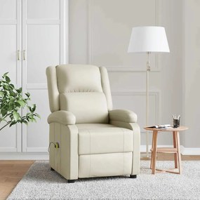 vidaXL Cadeira de massagens couro artificial branco nata