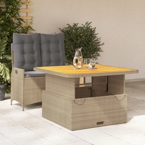 vidaXL 2 pcs conjunto de jantar p/ jardim com almofadões vime PE bege