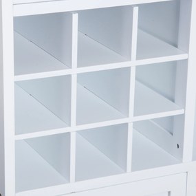 HOMCOM Carrinho de Cozinha Auxiliar com Rodas Carrinho de Cozinha com 2 Gavetas Suporte para 9 Garrafas Suporte para Taças Prateleira Aberta e Armário 76x40x88cm Branco