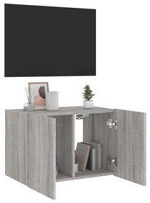 Móvel de parede p/ TV c/ luzes LED 60x35x41 cm cinzento sonoma
