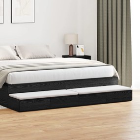 Gavetas de Cama vidaXL Pretas 180x36,5x16,5 cm em Madeira de Engenhari