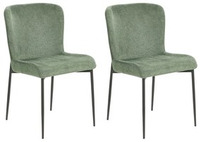 Conjunto de 2 cadeiras de jantar em tecido verde ADA Beliani