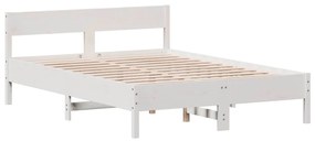 Cama sem colchão 140x200 cm madeira de pinho maciça branco
