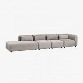 Sofá Modular De Canto Em 4 Peças Com Chaise Longue À Esquerda Fogler Bombazina Cinzento Toupeira Claro - Sklum