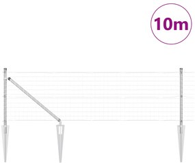 Cerca Euro com 7 Postes de Espeto 0,4x10 m Aço Galvanizado