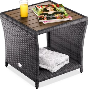 Mesa de apoio jardim Polyrattan 45x45x40cm cinzenta