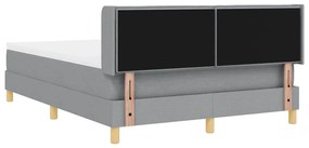 Cama Box com Colchão Cinza Claro, 140 x 200 cm, Tecido