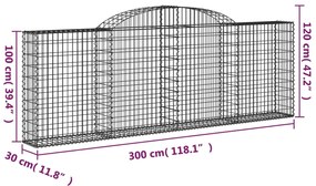 Cestos gabião arqueados 11 pcs 300x30x100/120 ferro galvanizado