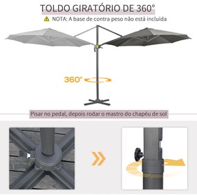 Chapéu de Sol de Jardim de Alumínio Ø294x248cm Chapéu de Sol Excêntric