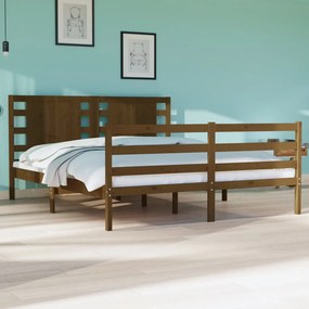 vidaXL Estrutura de cama casal 135x190 cm pinho maciço castanho-mel