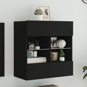 vidaXL Móvel de parede para TV com luzes LED 58,5x30x60,5 cm preto