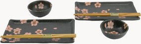 Conjunto de loiça para sushi em porcelana Sakura, 2 pessoas, conjunto de 6