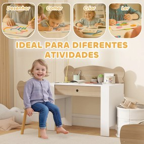 AIYAPLAY Secretária para Crianças com Cadeira em Forma de Ursinho Secr