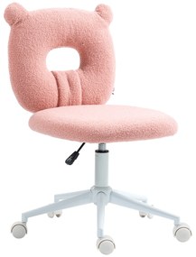 HOMCOM Cadeira de Secretária de Carneirinho Cadeira Infantil Giratória com Encosto em Forma de Urso 50x56x80-90 cm Rosa | Aosom Portugal