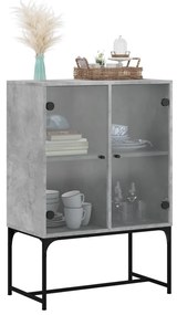Armário de apoio c/ portas de vidro 69x37x100 cm cinza cimento