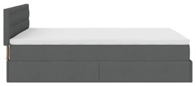 Cama otomana com colchão 140x200 cm tecido cinzento escuro