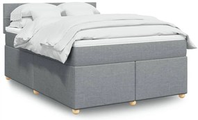 Cama com molas/colchão 140x200 cm tecido cinzento-claro