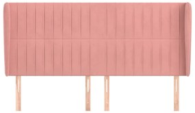 Cabeceira cama c/ abas veludo 203x23x118/128 cm rosa