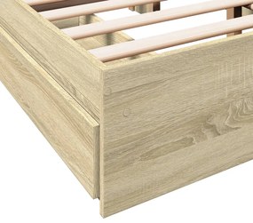 Estrutura de cama c/ gavetas derivados madeira carvalho sonoma