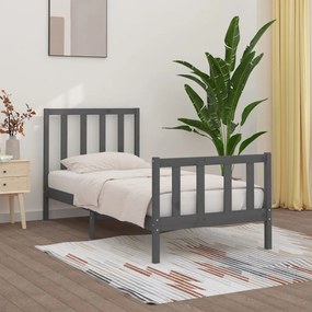 vidaXL Estrutura cama solteiro 90x200 cm madeira maciça cinzento