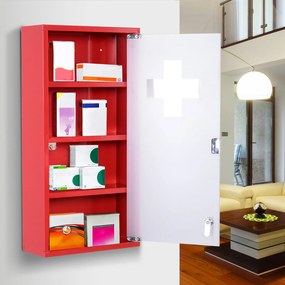 Armário de medicamentos com 3 prateleiras e 4 níveis 30 L x 12 L x 60 A cm, com fechadura, porta em vidro temperado fosco, logótipo «Croix», aço verme
