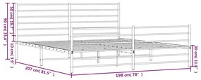 Estrutura de cama com cabeceira e pés 193x203 cm metal branco