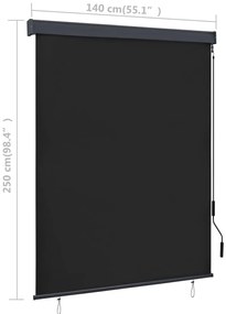 Estore de rolo para exterior 140x250 cm antracite