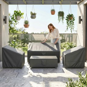 Conjunto de 4 capas impermeáveis para mobiliário de jardim em tecido Oxford 420D, com 6 aberturas de ventilação e saco de arrumação, 142 x 80 x 77 cm,