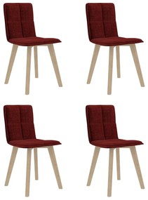 289508 vidaXL Cadeiras de jantar 4 pcs tecido vermelho tinto
