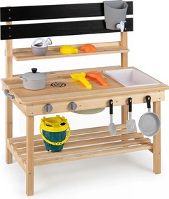 Cozinha de Brincar para Exterior, 80 x 44,5 x 87,5 cm, Tampo Deslizante, Natural