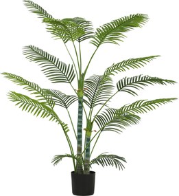 HOMCOM Palmeira Artificial com 16 folhas de plástico, planta artificial resistente a UV com vaso de plástico, para interior e exterior, verde | Aosom Portugal