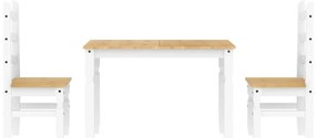 3 pcs conjunto de jantar Panama madeira pinho maciça branco