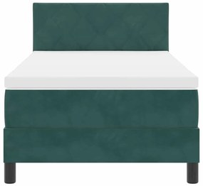 Cama Box Spring vidaXL com Colchão e LED Verde Escuro 90x190 cm Veludo